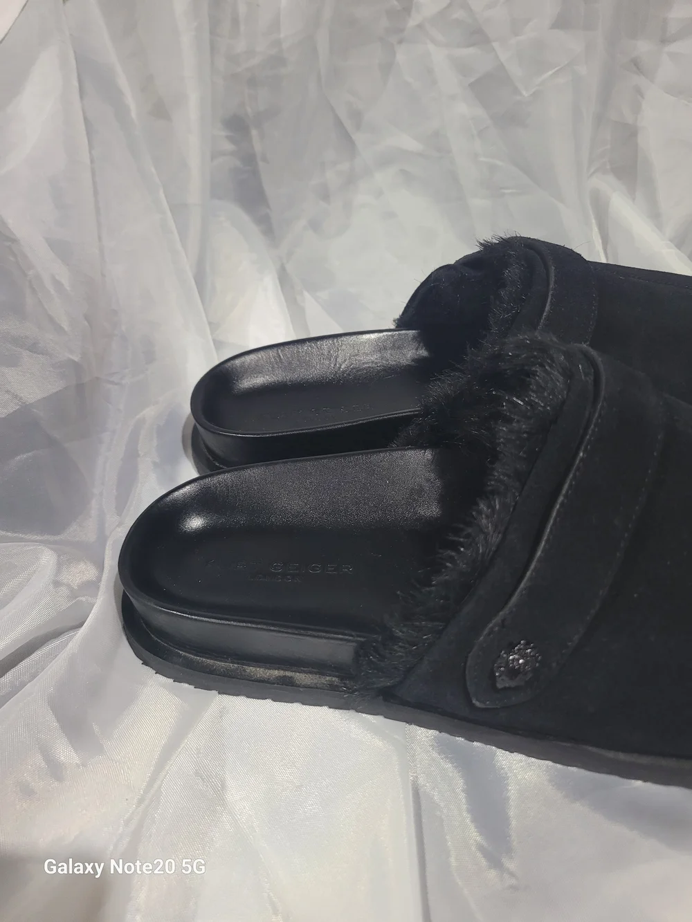 Kurt Geiger London Black Suede Faux Fur Lined Mule Slippers Size 47